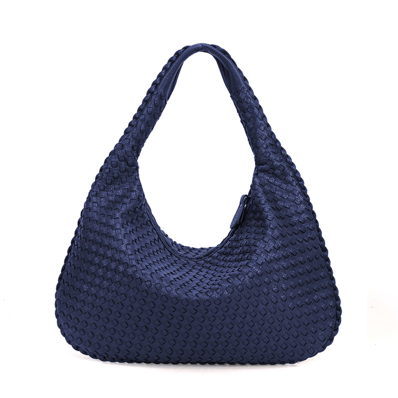 Women Large Leather Hobo Bag Handmade Woven Casual Female Handbag Big Capacity Patchwork Zipper Women Shoulder Bags - Image 12