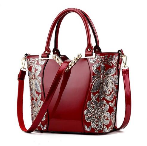Sequin Embroidery Women Bag Patent Leather Handbag Diamond Shoulder Messenger Bags - Image 9