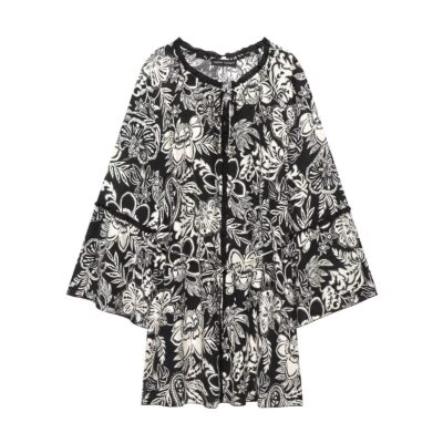 Literate Flared Sleeve Dress Shirt Style Long Sleeve Dress for Women