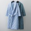 Robe-length quilted puffer coat in Sky Blue - Panache Bespoke