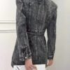 Women's black denim slim mini dress with V-neck and long sleeves - detail view 2