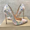 Women Floral Printed Extremely High Heels Pointed Toe Slip On Stilettos Chic Ladies Wedding Party Dress Shoes Pumps - Image 6