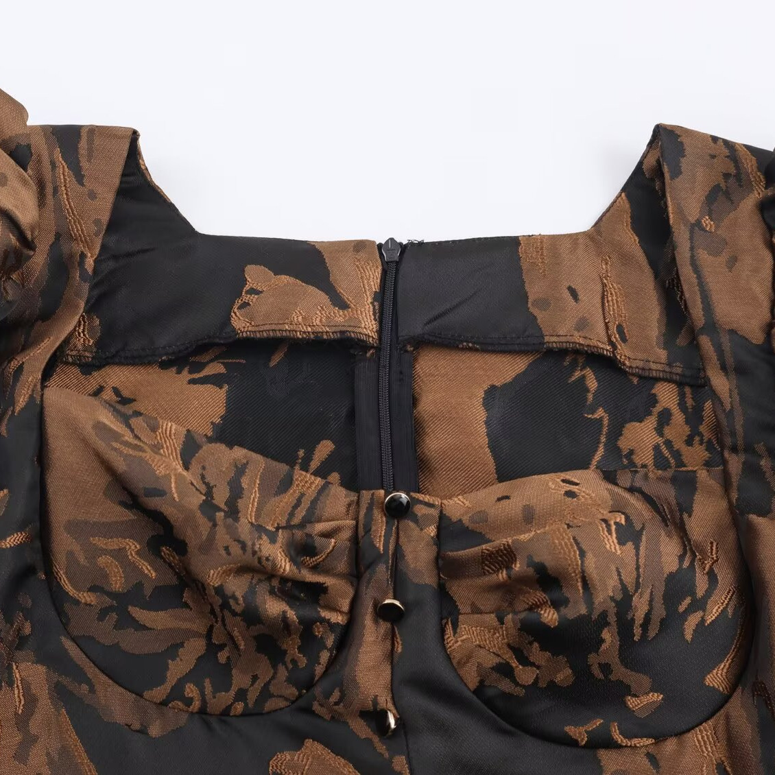 Chic Vintage Style High-Waisted Woven Jacquard Flared Long Dress for Women - Image 3