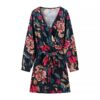 Elegant V-neck long sleeved printed dress - Image 5