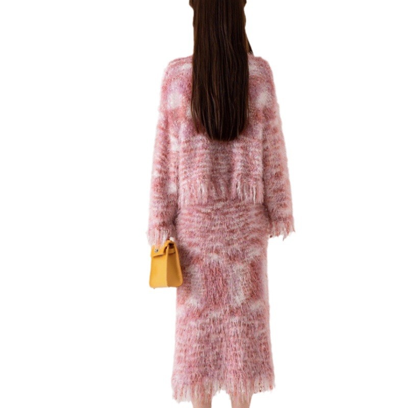 Autumn and winter new cardigan top slimming half skirt two-piece fashionable knitted suit for women - Image 6