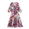 Style Printed Chiffon Dress for Women, Casual Classic Fashion Dress