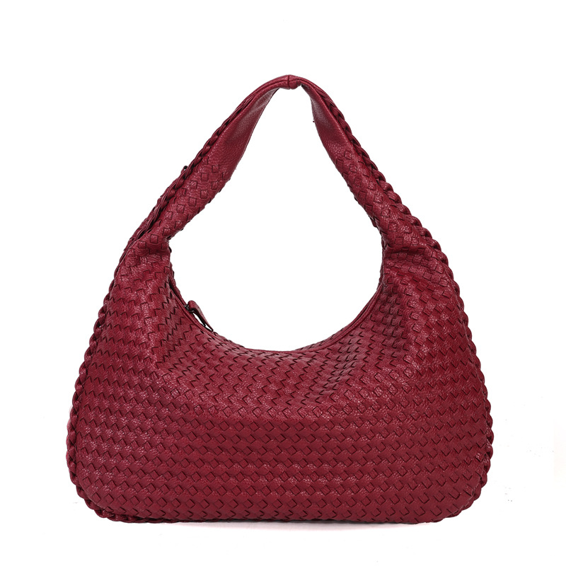 Women Large Leather Hobo Bag Handmade Woven Casual Female Handbag Big Capacity Patchwork Zipper Women Shoulder Bags - Image 5