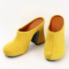 Round headed candy colored genuine leather horse hair with raised height inside casual lazy half slippers for women - Image 3