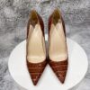 Tikicup Coffee Brown Crocodile Effect Women Sexy 8 10 12cm High Heel Party Shoes Ladies Slip On Pointy Toe Stiletto Pumps - Image 34