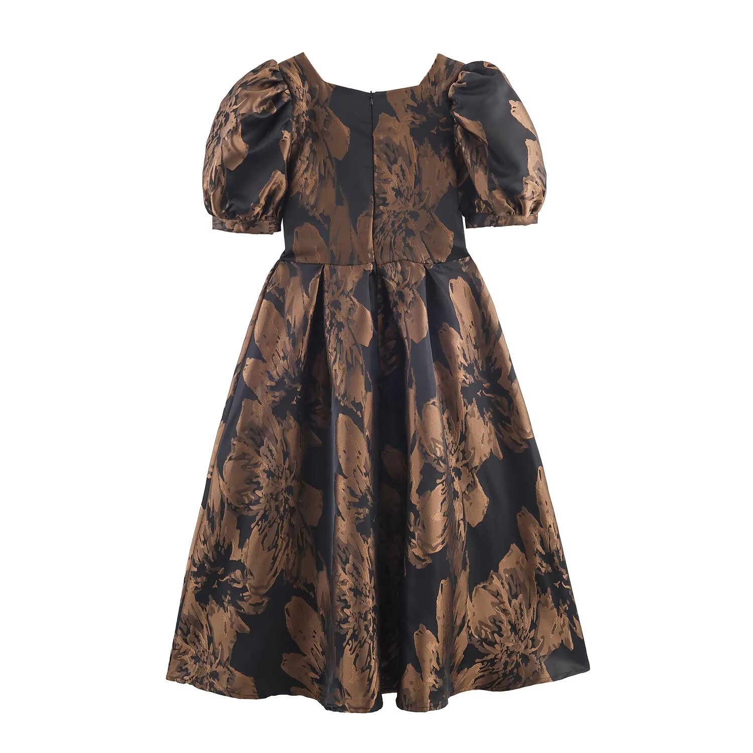 Chic Vintage Style High-Waisted Woven Jacquard Flared Long Dress for Women - Image 2