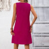 V-neck sleeveless vest dress with pleated A-line skirt for summer - Image 3