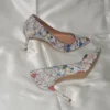 Women Floral Printed Extremely High Heels Pointed Toe Slip On Stilettos Chic Ladies Wedding Party Dress Shoes Pumps - Image 2