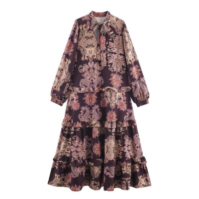 Bohemian style printed loose fitting dress