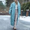 Maxi robe-length puffer coat in Auburn - Panache Bespoke
