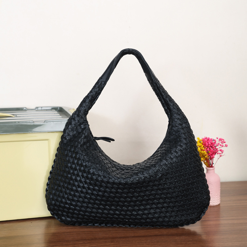 Women Large Leather Hobo Bag Handmade Woven Casual Female Handbag Big Capacity Patchwork Zipper Women Shoulder Bags - Image 13