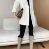 Fashion White Blazers For Women Notched Long Sleeve Patchwork Pocket Single Breasted Loose Blazer For Women - Image 3