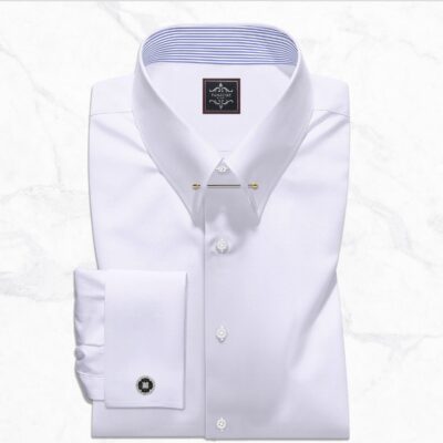 Mens Collar Bar White Dress Shirt