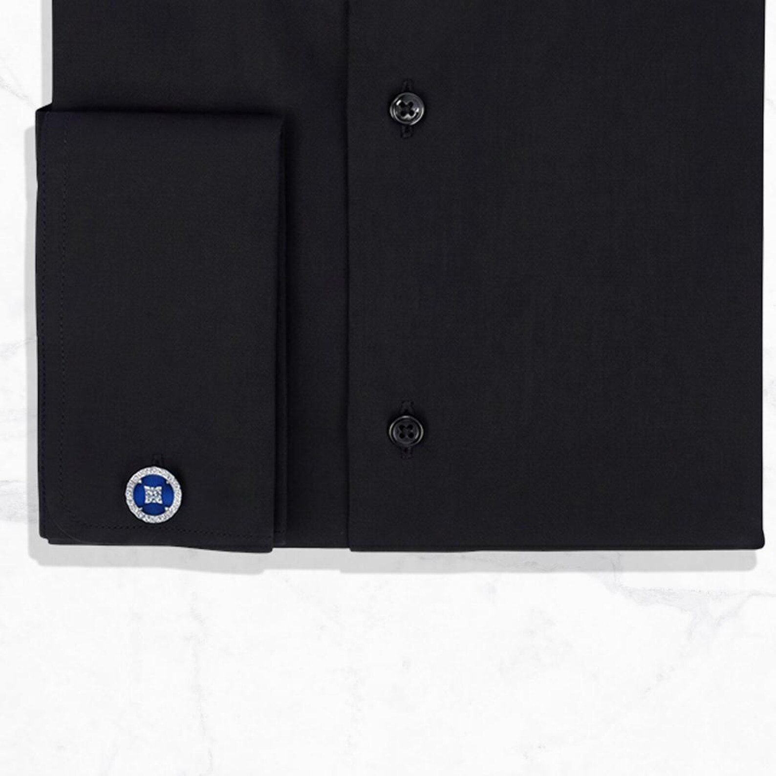 Black Men’s Dress Shirt Cutaway Collar French Cuffs