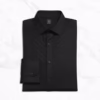 Close-up of diagonal pintuck panels on a black Giza cotton formal shirt