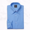 Men's Collar Bar Shirt in sky blue 100% cotton with gold collar bar, pin collar, French round cuffs and French placket.